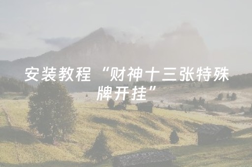安装教程“财神十三张特殊牌开挂”（怎么设置能有好牌)