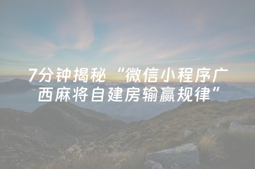 7分钟揭秘“微信小程序广西麻将自建房输赢规律”（辅助器插件)