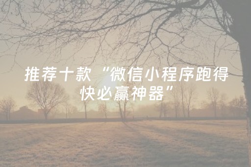 推荐十款“微信小程序跑得快必赢神器”（输赢规律)