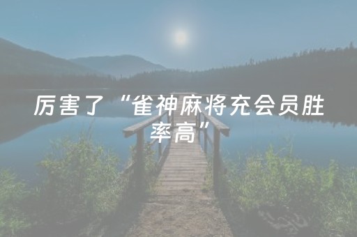 厉害了“雀神麻将充会员胜率高”（挂件神器)
