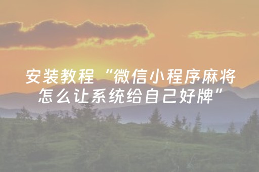 安装教程“微信小程序麻将怎么让系统给自己好牌”（必赢神器)