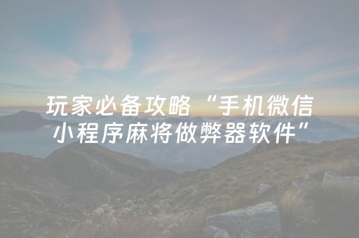 玩家必备攻略“手机微信小程序麻将做弊器软件”（透明挂辅助器)