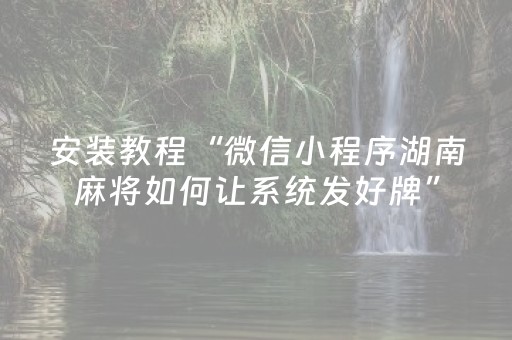 安装教程“微信小程序湖南麻将如何让系统发好牌”（为什么有人一直赢)