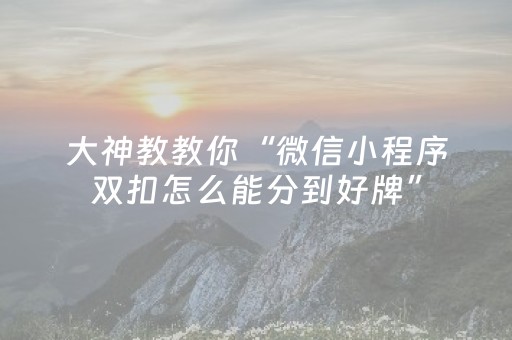 大神教教你“微信小程序双扣怎么能分到好牌”（辅助软件)