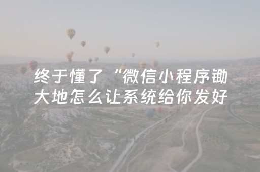 终于懂了“微信小程序锄大地怎么让系统给你发好牌”（助赢神器购买)