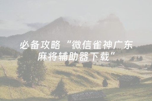 必备攻略“微信雀神广东麻将辅助器下载”（技巧和打好牌方法)