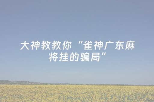 大神教教你“雀神广东麻将挂的骗局”（开挂神器下载)