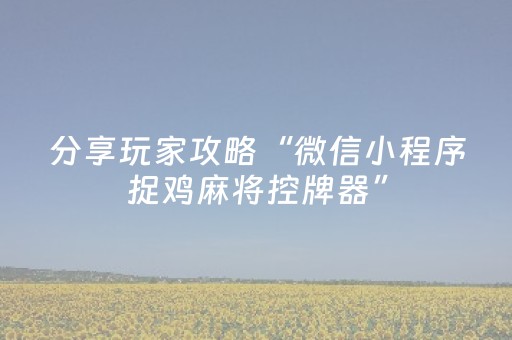 分享玩家攻略“微信小程序捉鸡麻将控牌器”（怎么增加胜率)