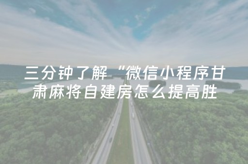 三分钟了解“微信小程序甘肃麻将自建房怎么提高胜率”（如何让系统发好牌)