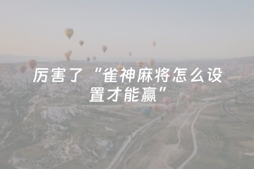 厉害了“雀神麻将怎么设置才能赢”（做弊器软件下载)