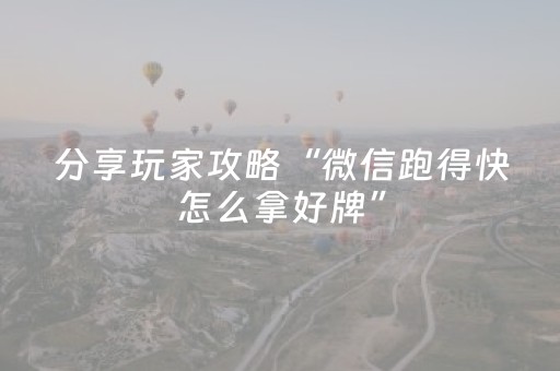 分享玩家攻略“微信跑得快怎么拿好牌”（助赢神器购买)
