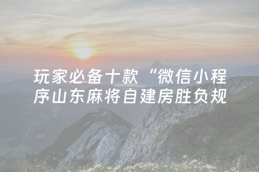 玩家必备十款“微信小程序山东麻将自建房胜负规律”（透明挂辅助器)