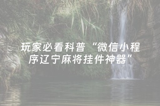 玩家必看科普“微信小程序辽宁麻将挂件神器”（有什么诀窍)