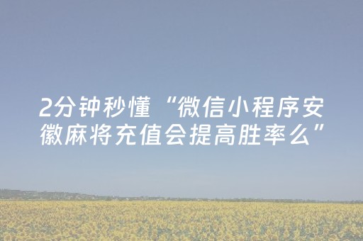 2分钟秒懂“微信小程序安徽麻将充值会提高胜率么”（AI辅助胡牌规则)