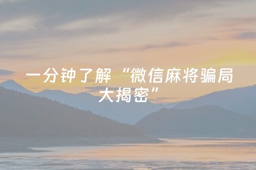 一分钟了解“微信麻将骗局大揭密”（装挂怎么安装)