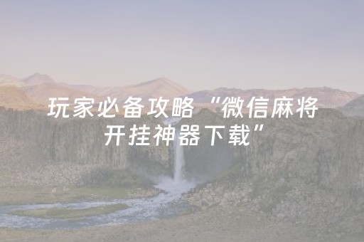 玩家必备攻略“微信麻将开挂神器下载”（确实有插件吗)