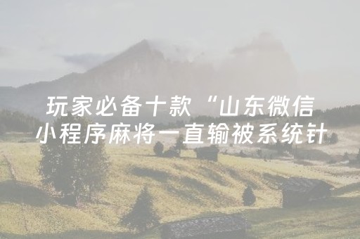 玩家必备十款“山东微信小程序麻将一直输被系统针对了吗”（辅助器通用版)