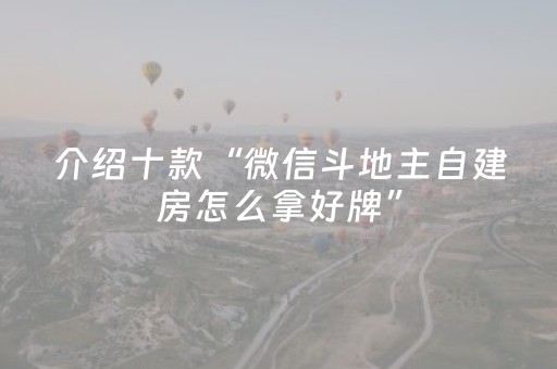介绍十款“微信斗地主自建房怎么拿好牌”（胜率到哪调)