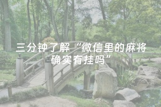 三分钟了解“微信里的麻将确实有挂吗”（必赢神器辅助器)