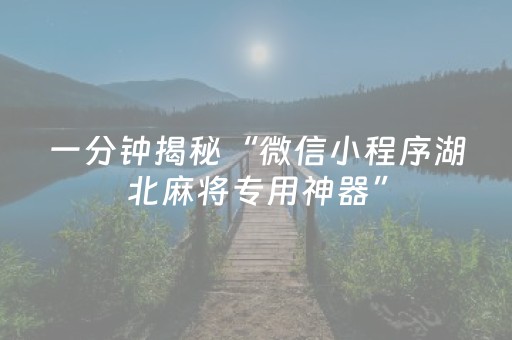 一分钟揭秘“微信小程序湖北麻将专用神器”（提高胜率软件)