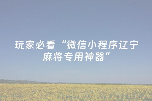 玩家必看“微信小程序辽宁麻将专用神器”（赢的技巧规律)