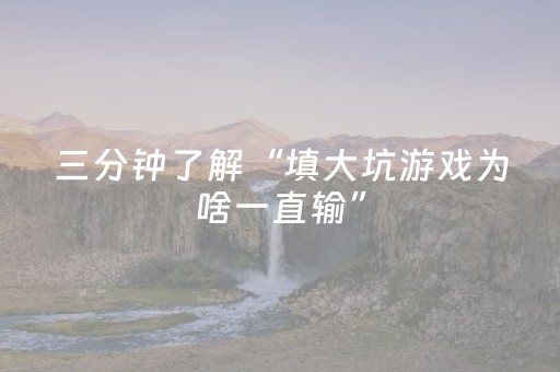三分钟了解“填大坑游戏为啥一直输”（辅助器通用版)