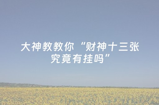 大神教教你“财神十三张究竟有挂吗”（神器通用版)