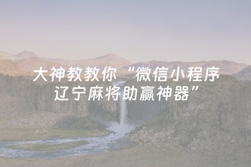 大神教教你“微信小程序辽宁麻将助赢神器”（怎么增加胜率)