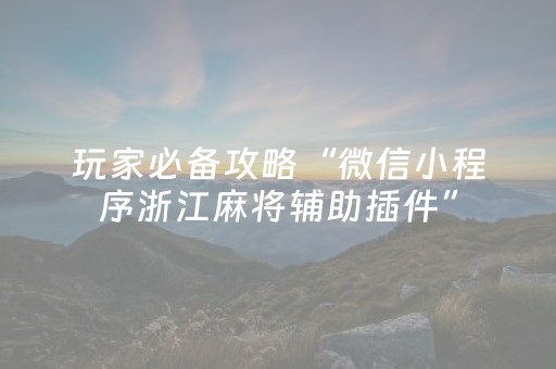 玩家必备攻略“微信小程序浙江麻将辅助插件”（万能开挂器)
