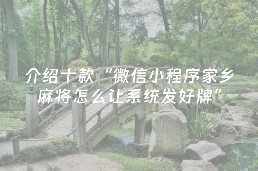 介绍十款“微信小程序家乡麻将怎么让系统发好牌”（辅助器插件)