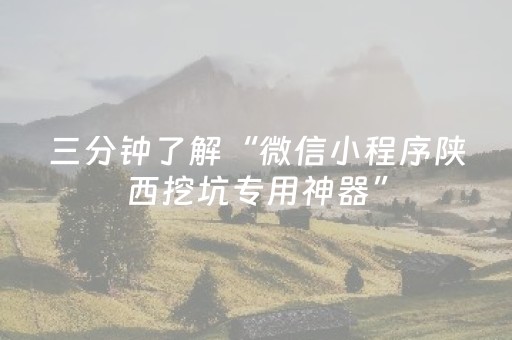 三分钟了解“微信小程序陕西挖坑专用神器”（怎么设置才能赢)