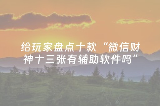 给玩家盘点十款“微信财神十三张有辅助软件吗”（会员会提高胜率吗)
