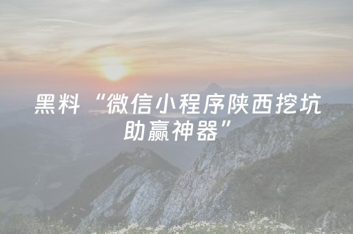 黑料“微信小程序陕西挖坑助赢神器”（发牌有什么规律吗)