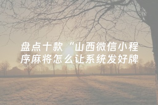 盘点十款“山西微信小程序麻将怎么让系统发好牌”（必赢神器)