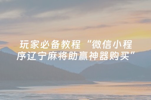 玩家必备教程“微信小程序辽宁麻将助赢神器购买”（会员会提高胜率吗)