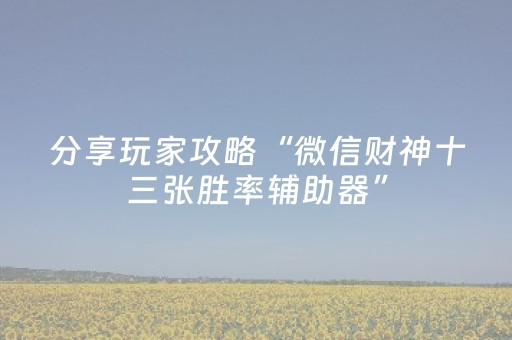 分享玩家攻略“微信财神十三张胜率辅助器”（软挂神器)