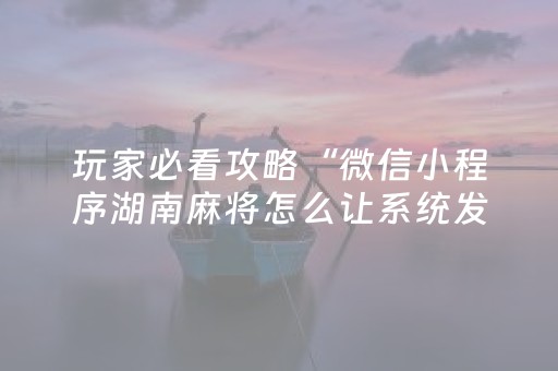 玩家必看攻略“微信小程序湖南麻将怎么让系统发好牌”（AI辅助胡牌规则)