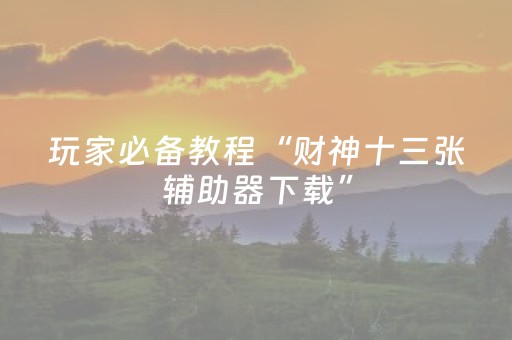 玩家必备教程“财神十三张辅助器下载”（必赢神器)