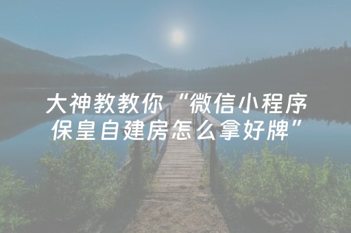 大神教教你“微信小程序保皇自建房怎么拿好牌”（开挂神器下载)