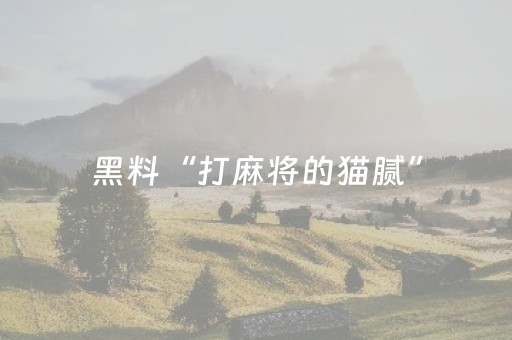 黑料“打麻将的猫腻”（怎么控制输赢)