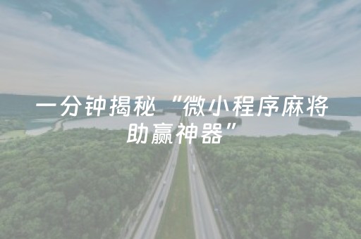 一分钟揭秘“微小程序麻将助赢神器”（辅助器插件)