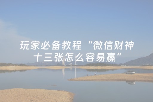 玩家必备教程“微信财神十三张怎么容易赢”（充会员胜率高)