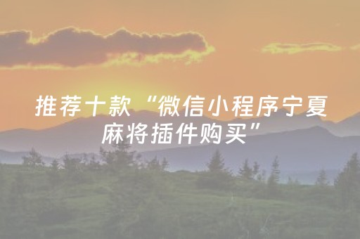 推荐十款“微信小程序宁夏麻将插件购买”（透明器教程)