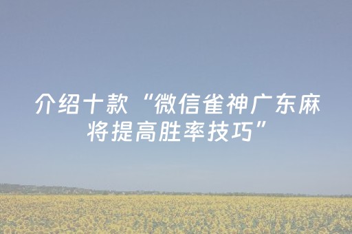 介绍十款“微信雀神广东麻将提高胜率技巧”（必赢神器)