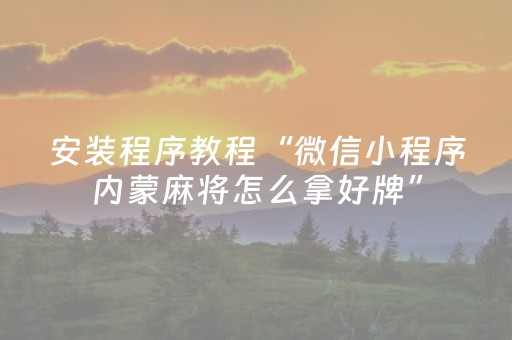 安装程序教程“微信小程序内蒙麻将怎么拿好牌”（助赢神器购买)