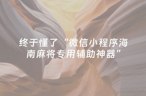 终于懂了“微信小程序海南麻将专用辅助神器”（为什么有人一直赢)