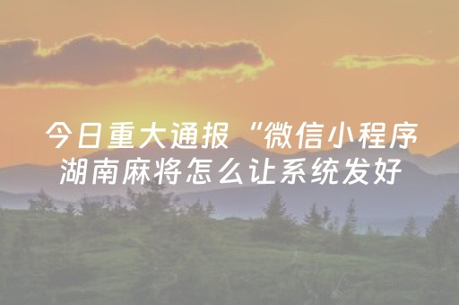 今日重大通报“微信小程序湖南麻将怎么让系统发好牌”（专用神器下载)