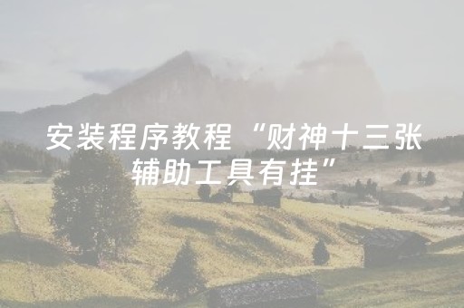 安装程序教程“财神十三张辅助工具有挂”（怎么增加胜率)