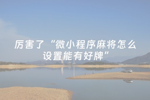 厉害了“微小程序麻将怎么设置能有好牌”（必赢神器免费安装)