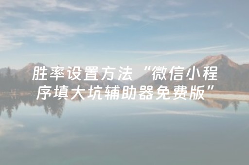 胜率设置方法“微信小程序填大坑辅助器免费版”（开挂辅助插件)